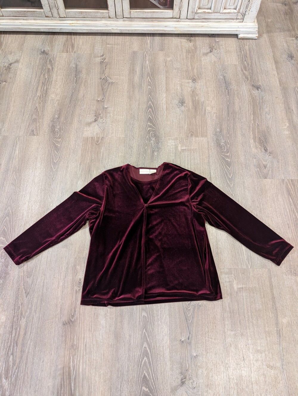 Christie & Jill Velvet Twin Set Cardigan & Tank Top Maroon XL